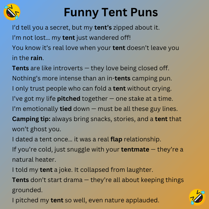 Funny Tent Puns