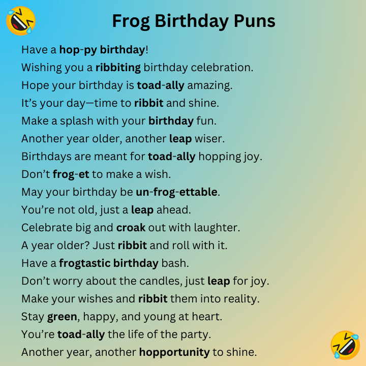 Frog Birthday Puns