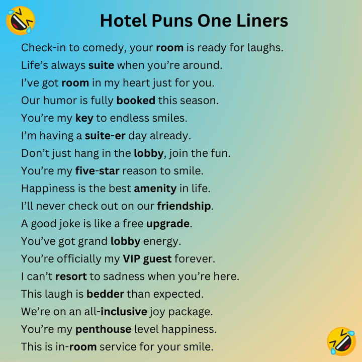 Hotel Puns One Liners