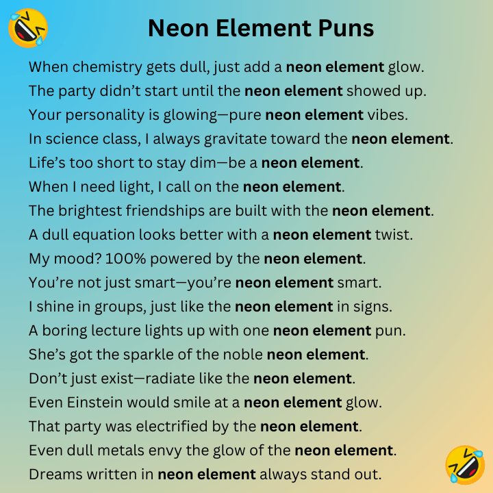Neon Element Puns