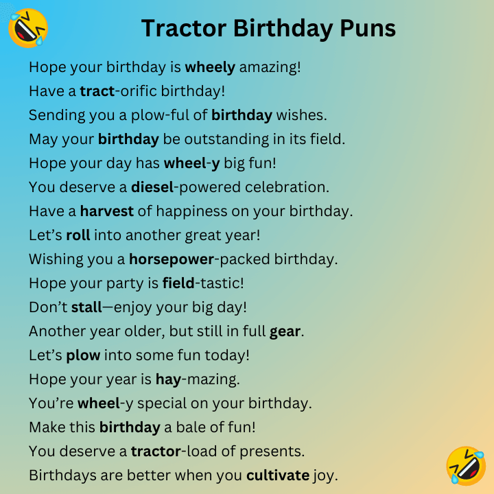 Tractor Birthday Puns