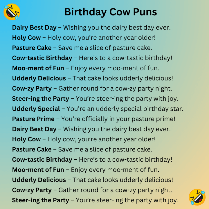 Birthday Cow Puns