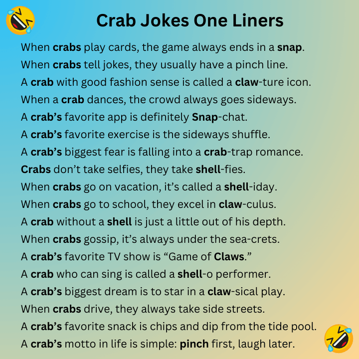 Crab Jokes One Liners