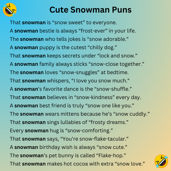 Cute Snowman Puns