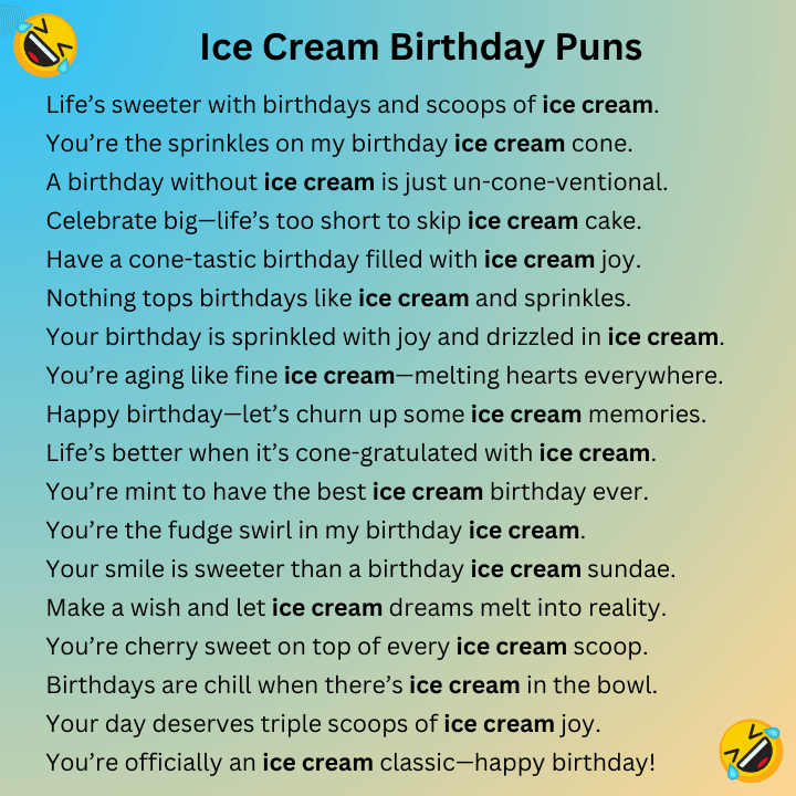 Ice Cream Birthday Puns