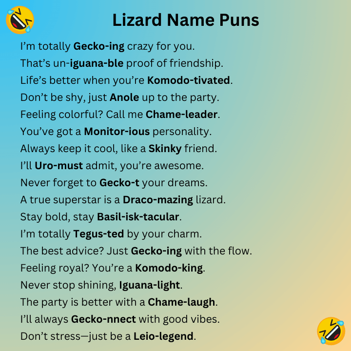 Lizard Name Puns
