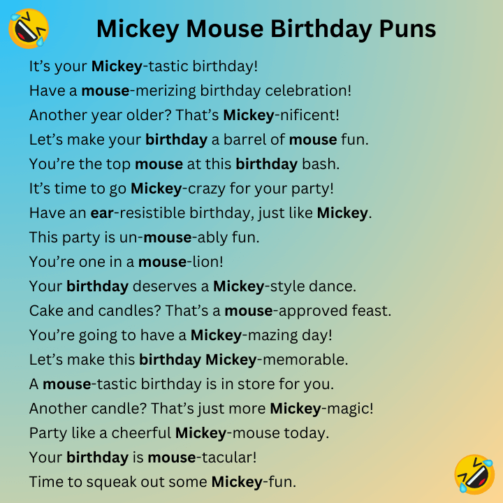 Mickey Mouse Birthday Puns