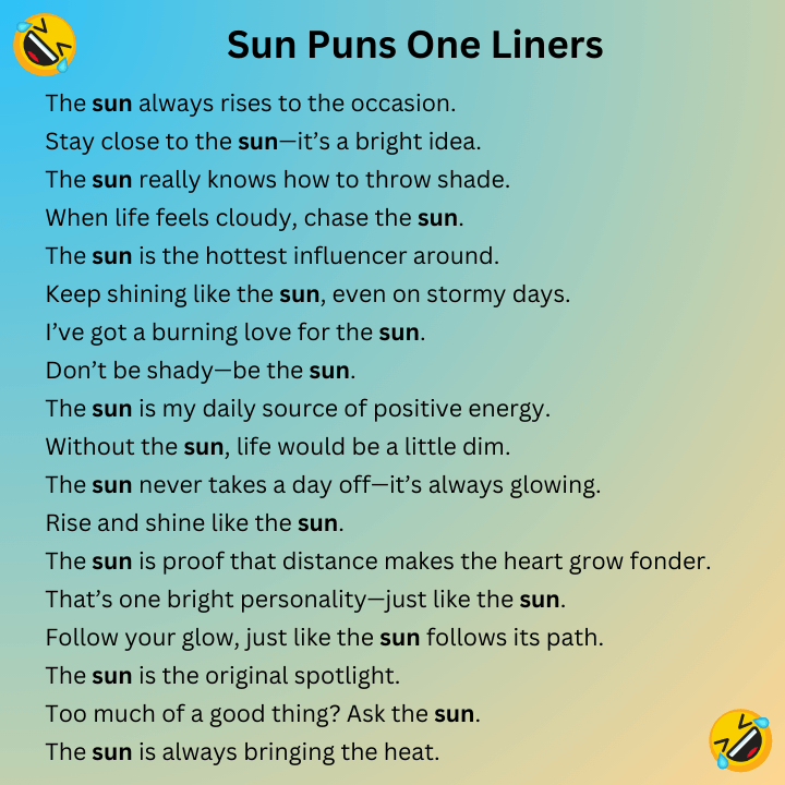 Sun Puns One Liners
