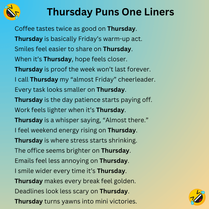 Thursday Puns One Liners