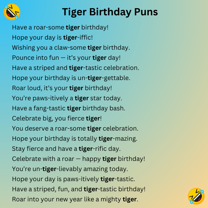 Tiger Birthday Puns