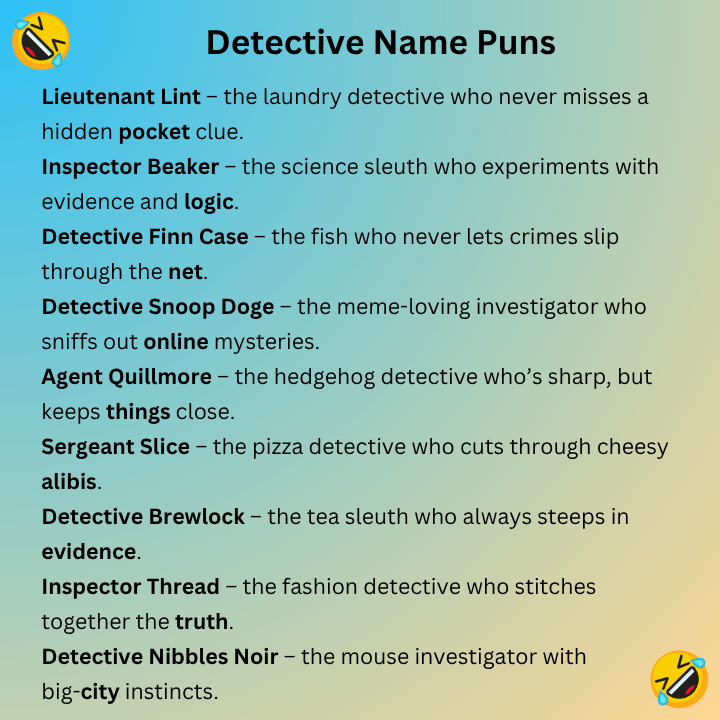 Detective Name Puns