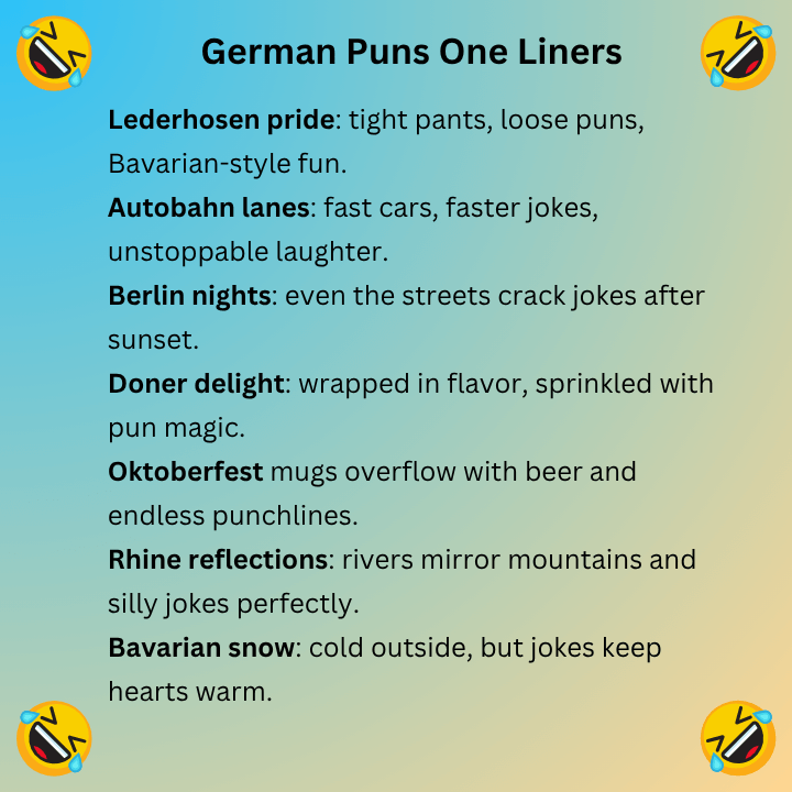 German Puns One Liners