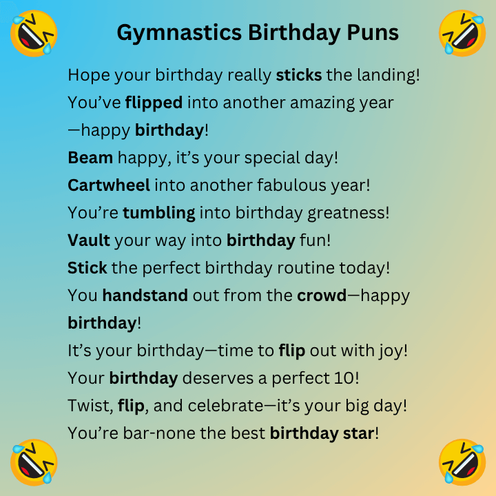 Gymnastics Birthday Puns