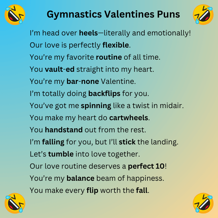 Gymnastics Valentines Puns