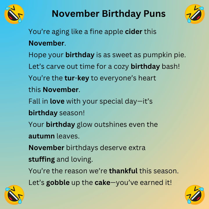 November Birthday Puns