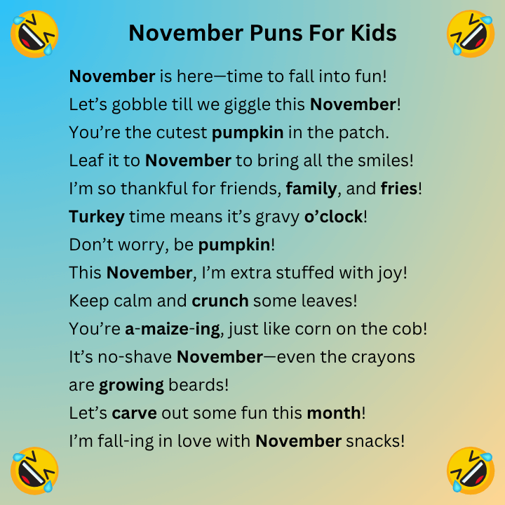 November Puns For Kids