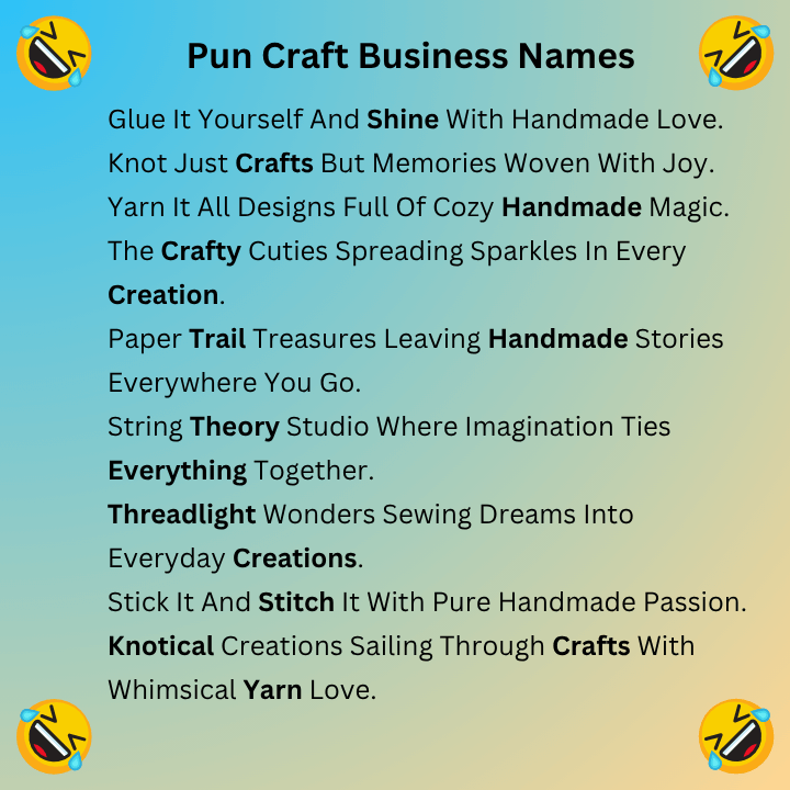 Pun Craft Business Names