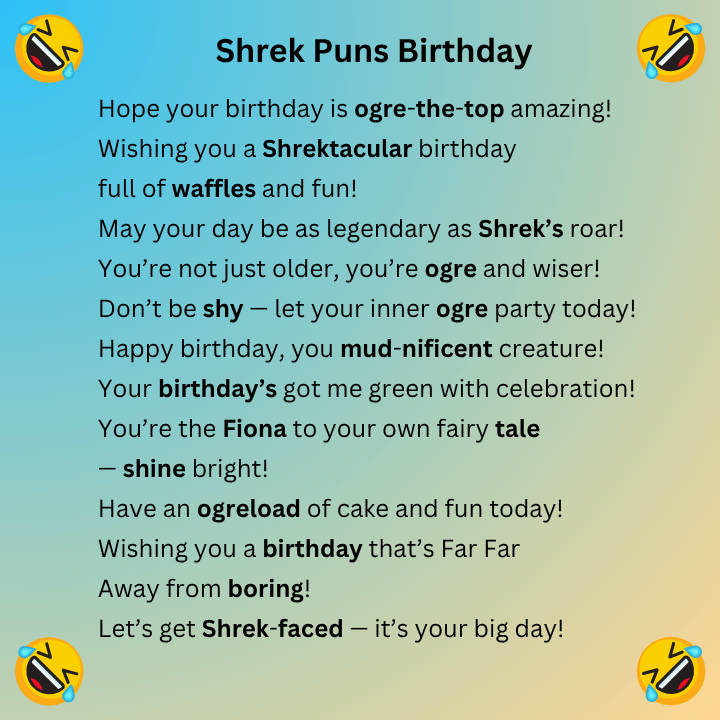 Shrek Puns Birthday