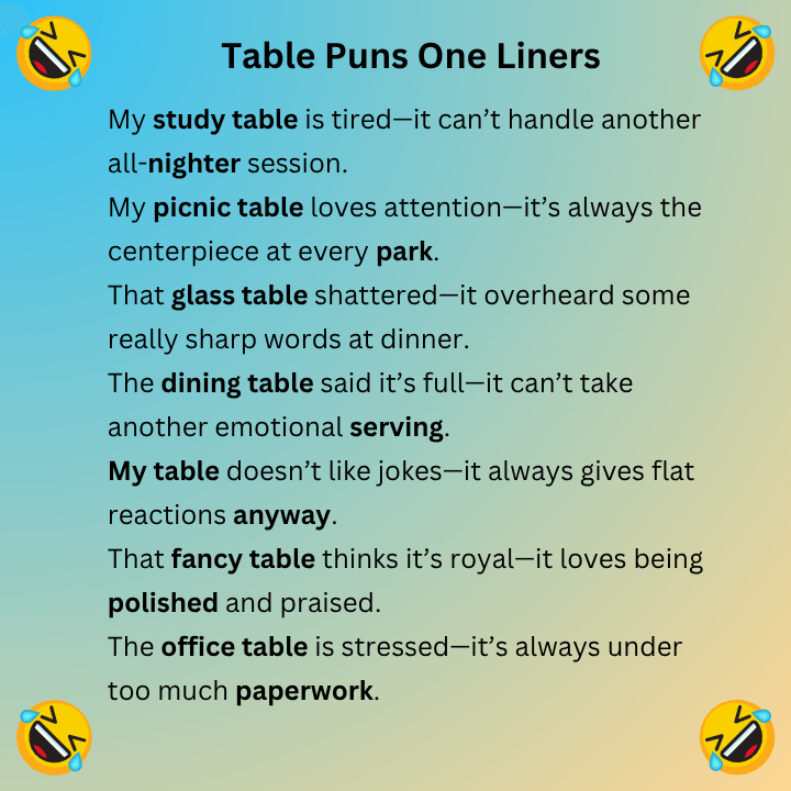 Table Puns One Liners