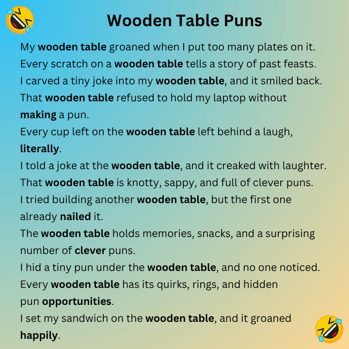 Wooden Table Puns